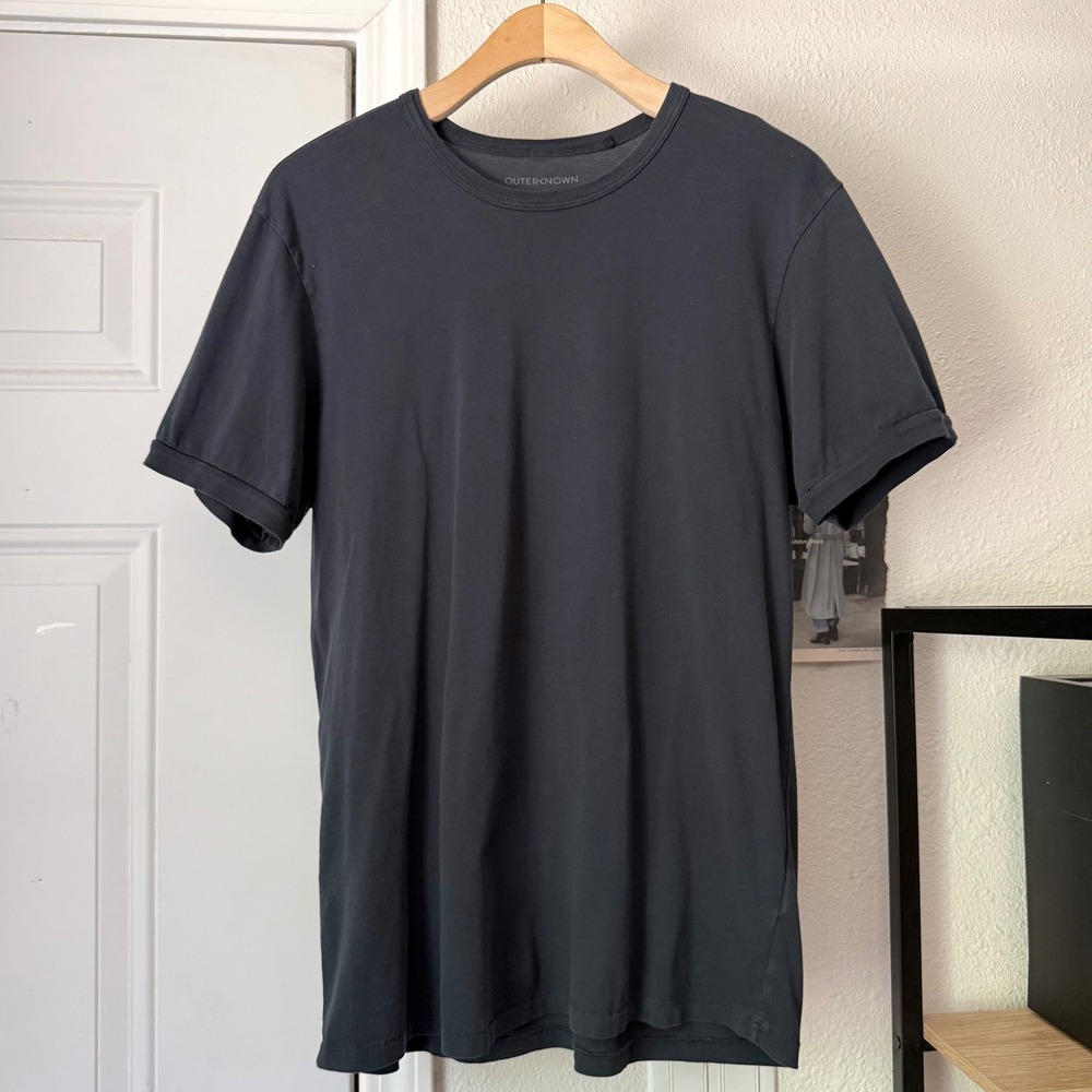 OUTERKNOWN washed black organic cotton crew neck short sleeve knit tee t-shirt